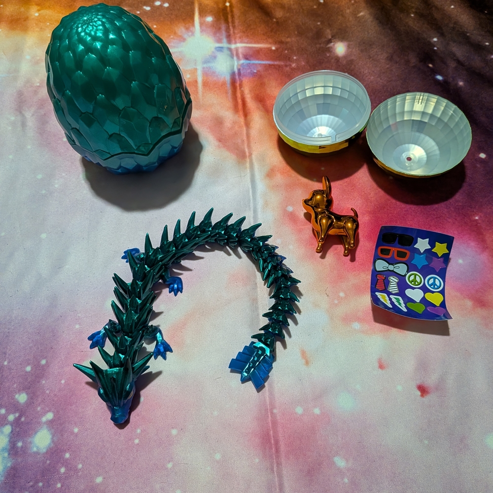 Teal Dragon Egg Toy Set with Accessories